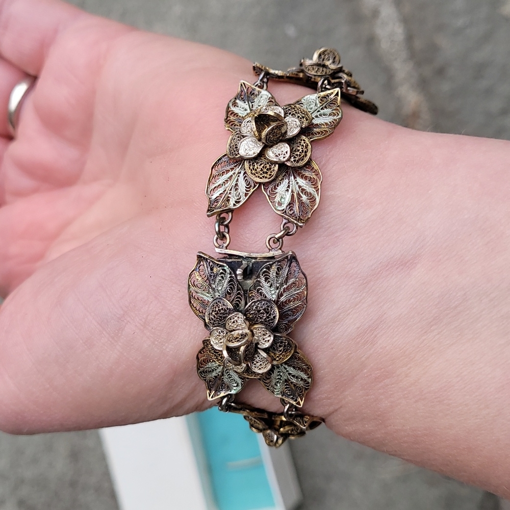 MCM Filigree linked floral rosette bracelet  Spritzer & Fuhrmann - Picture 12 of 16